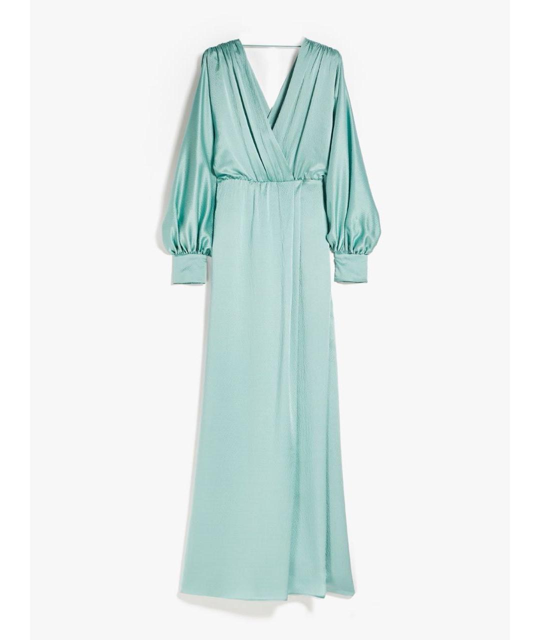 MAX MARA Бирюзовое шелковое вечернее платье, фото 9
