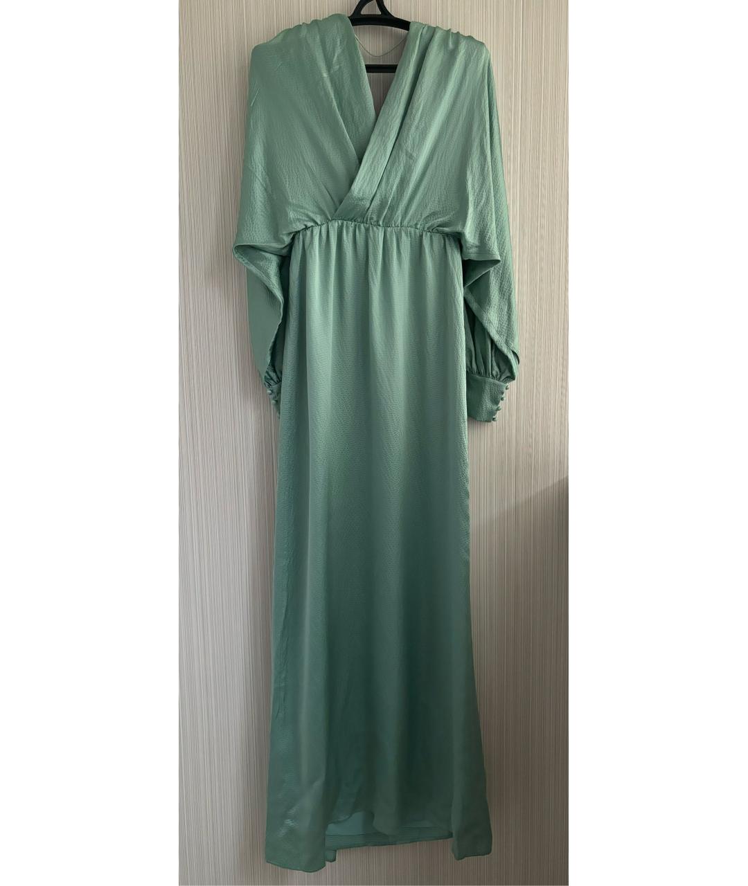 MAX MARA Бирюзовое шелковое вечернее платье, фото 3