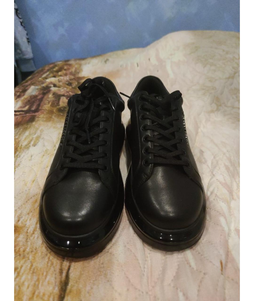 KARL LAGERFELD Черные кожаные высокие кроссовки / кеды, фото 2