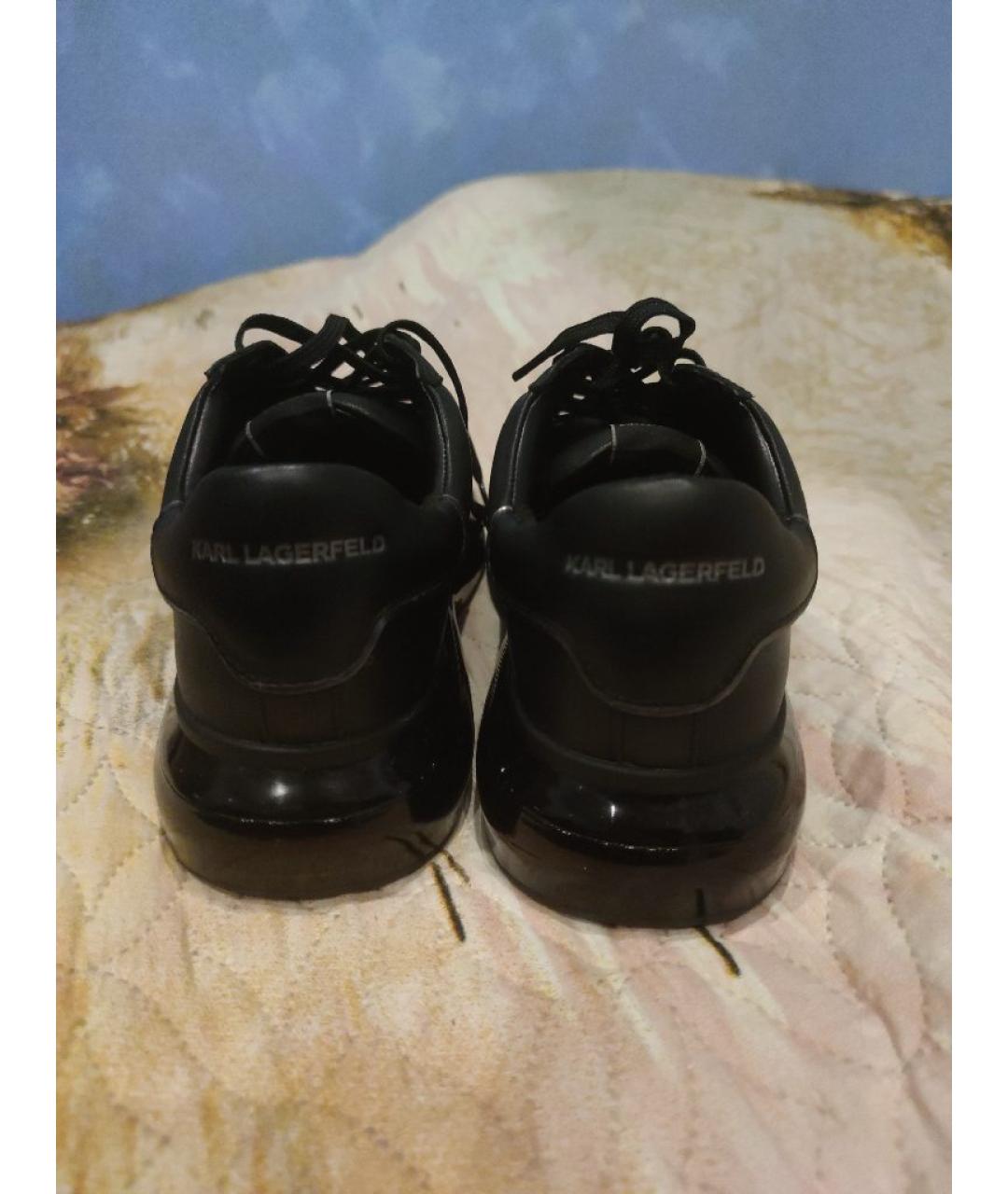 KARL LAGERFELD Черные кожаные высокие кроссовки / кеды, фото 4