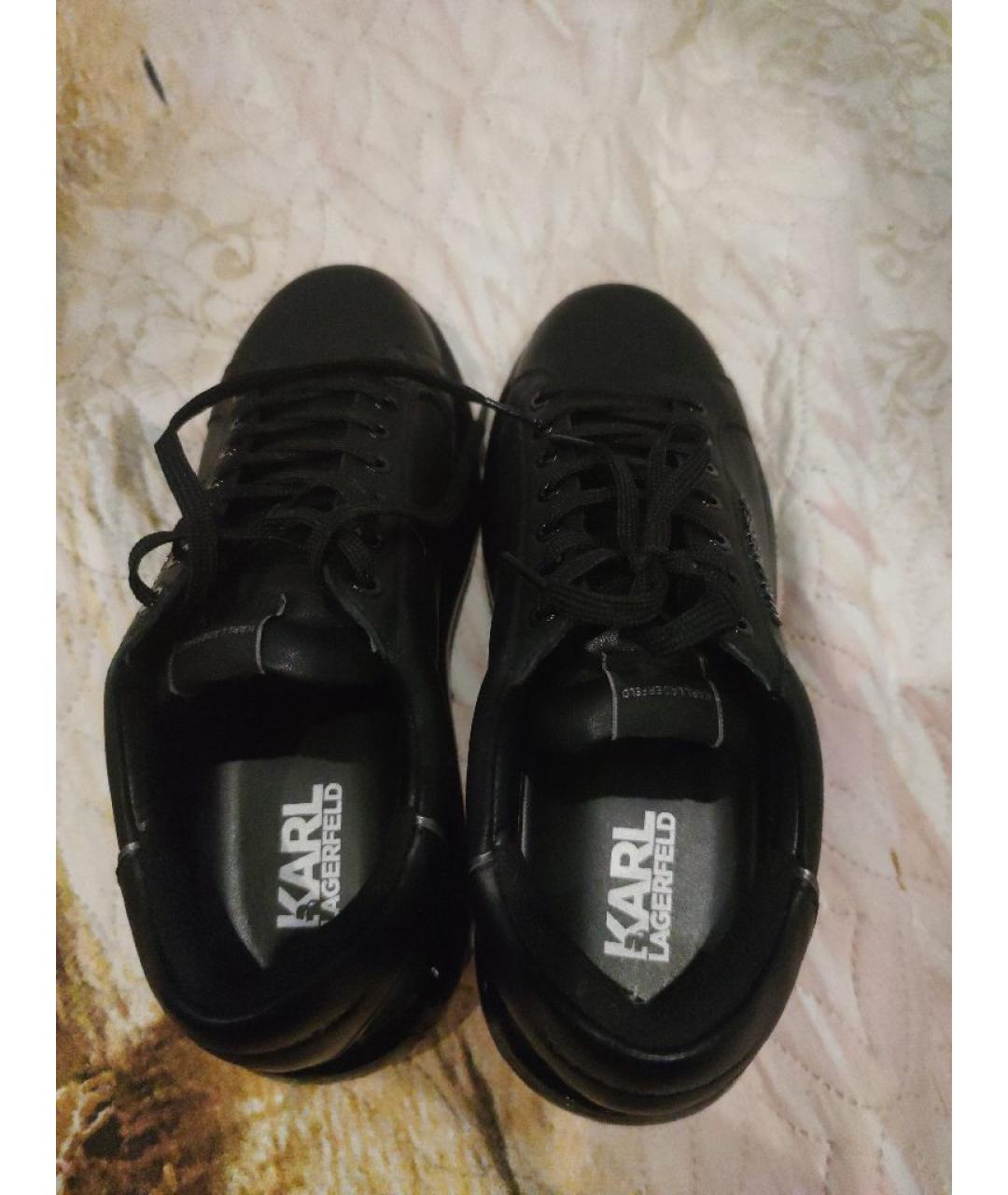 KARL LAGERFELD Черные кожаные высокие кроссовки / кеды, фото 3