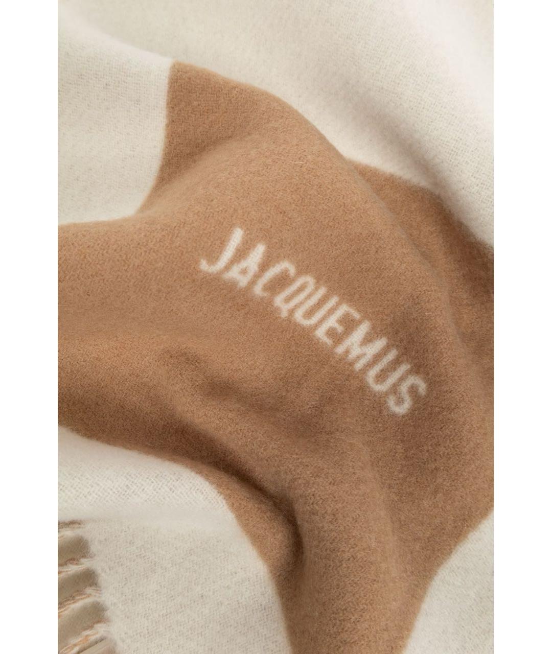 JACQUEMUS Бежевый шерстяной шарф, фото 4