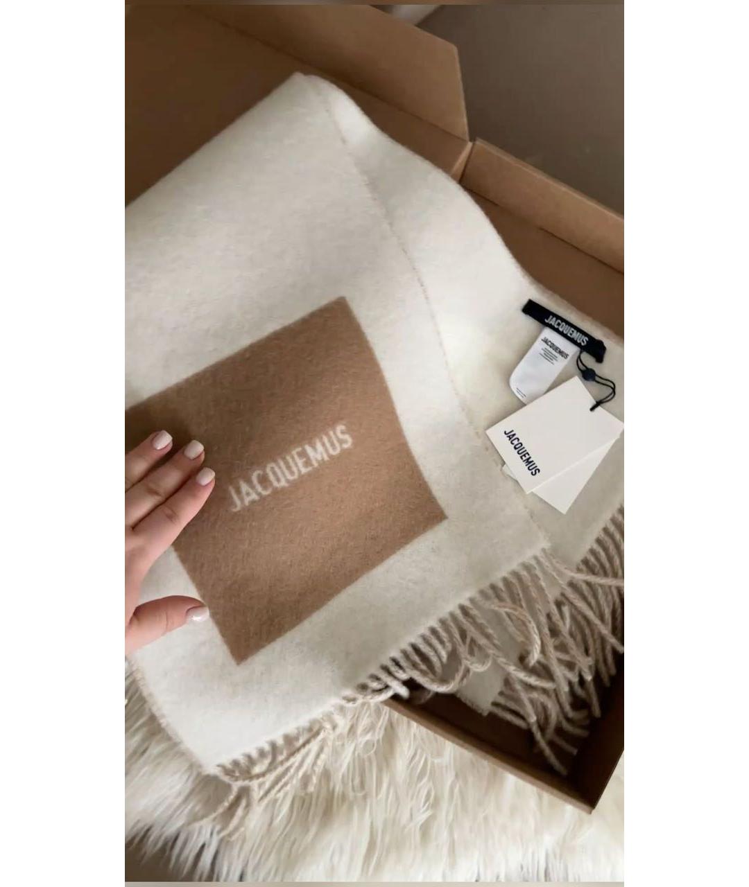 JACQUEMUS Бежевый шерстяной шарф, фото 3