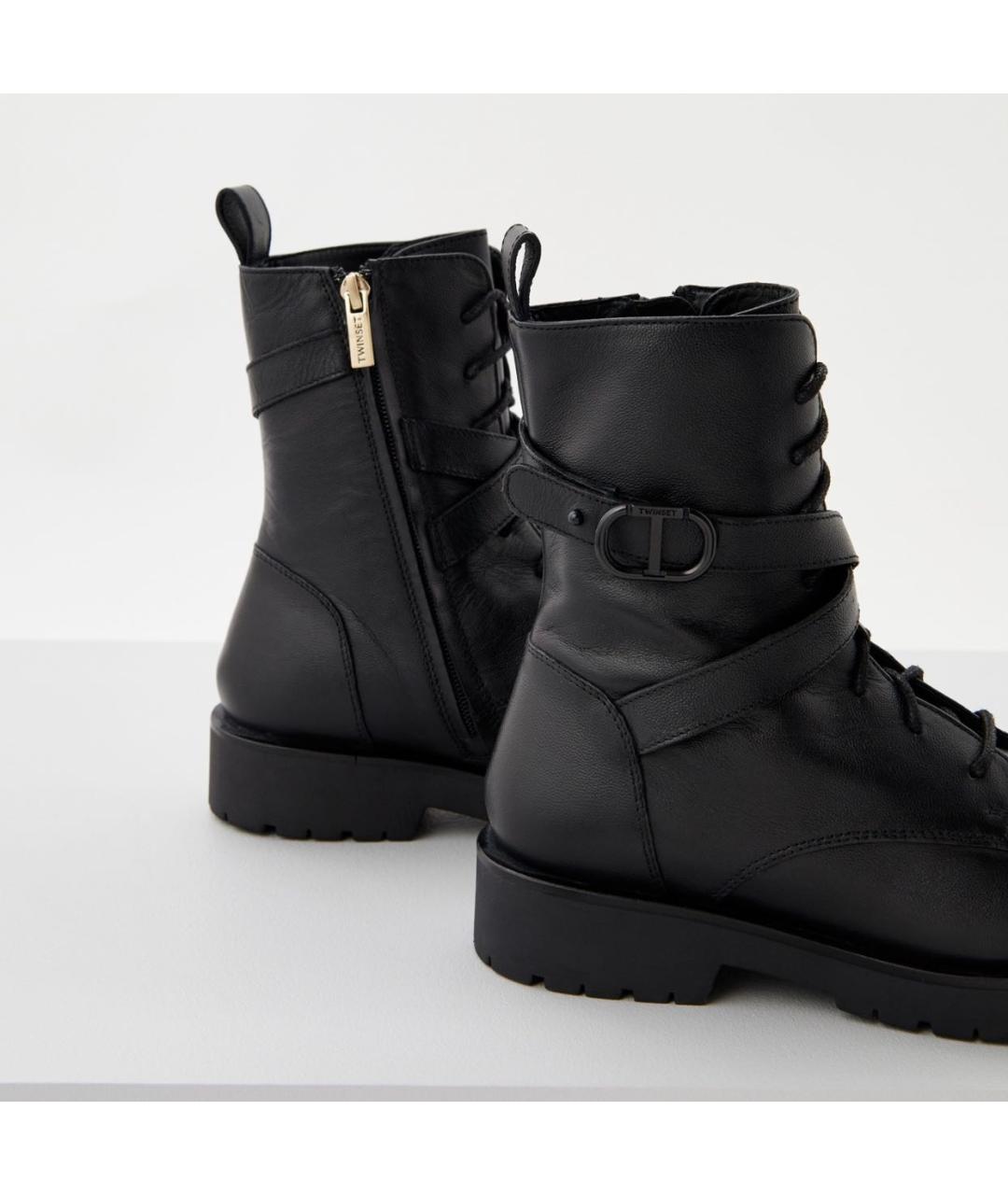 TWIN-SET Черные кожаные ботинки, фото 4