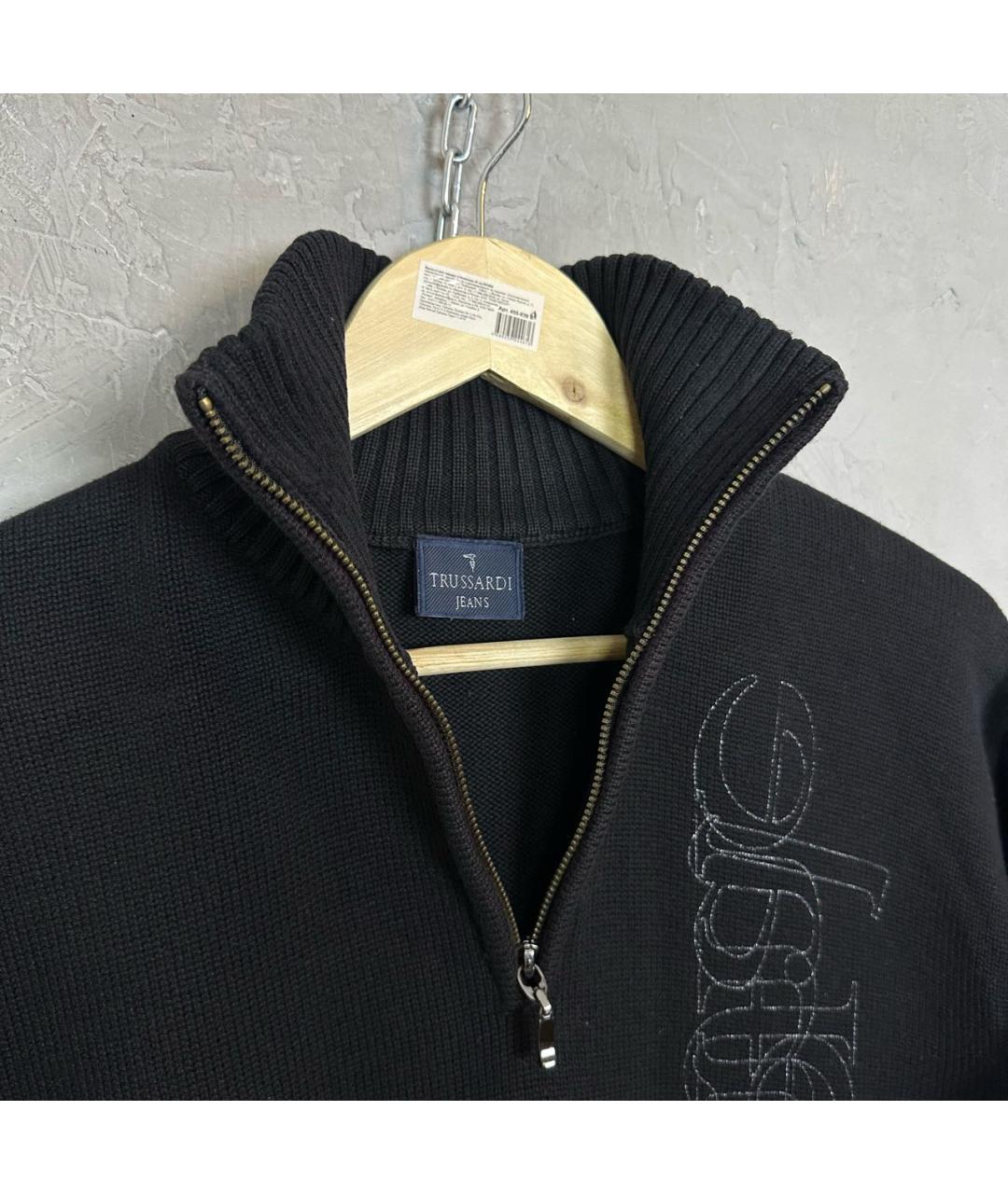 TRUSSARDI JEANS Черный хлопковый джемпер / свитер, фото 4