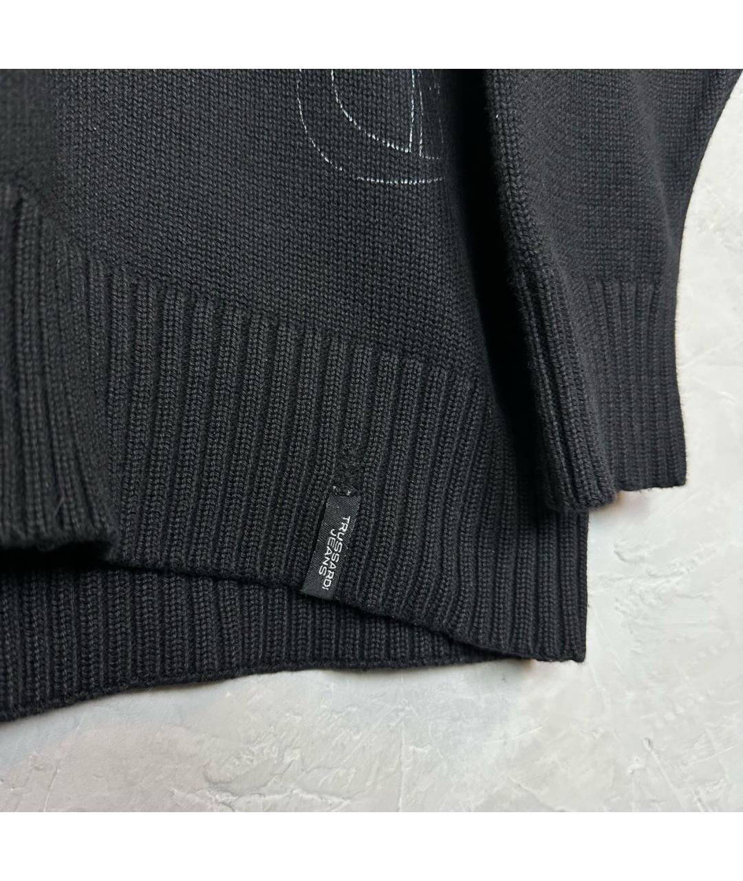 TRUSSARDI JEANS Черный хлопковый джемпер / свитер, фото 6