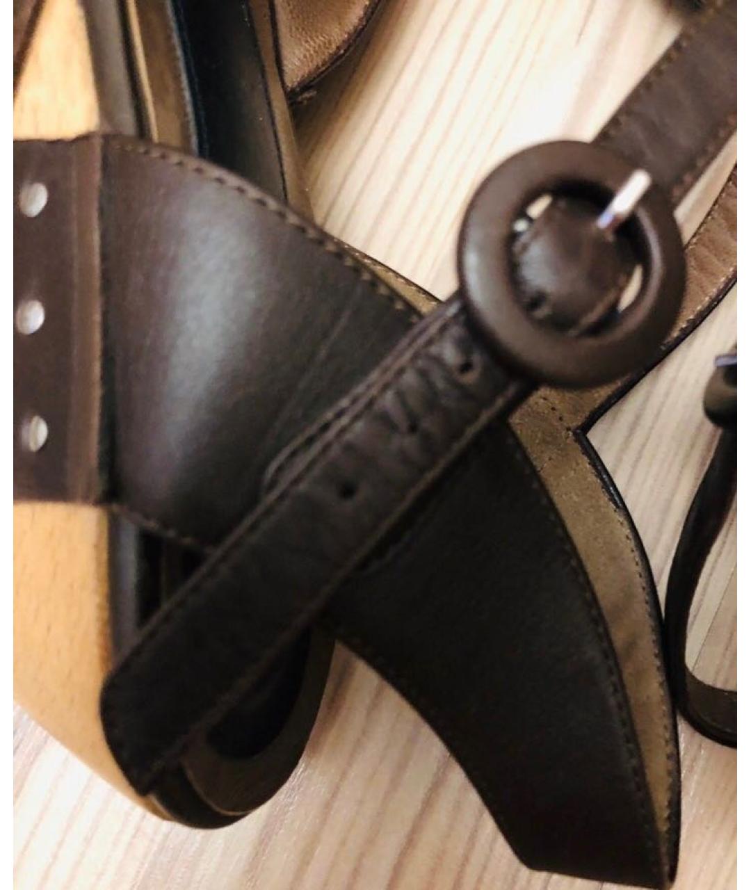 MARNI Коричневые кожаные сабо, фото 8