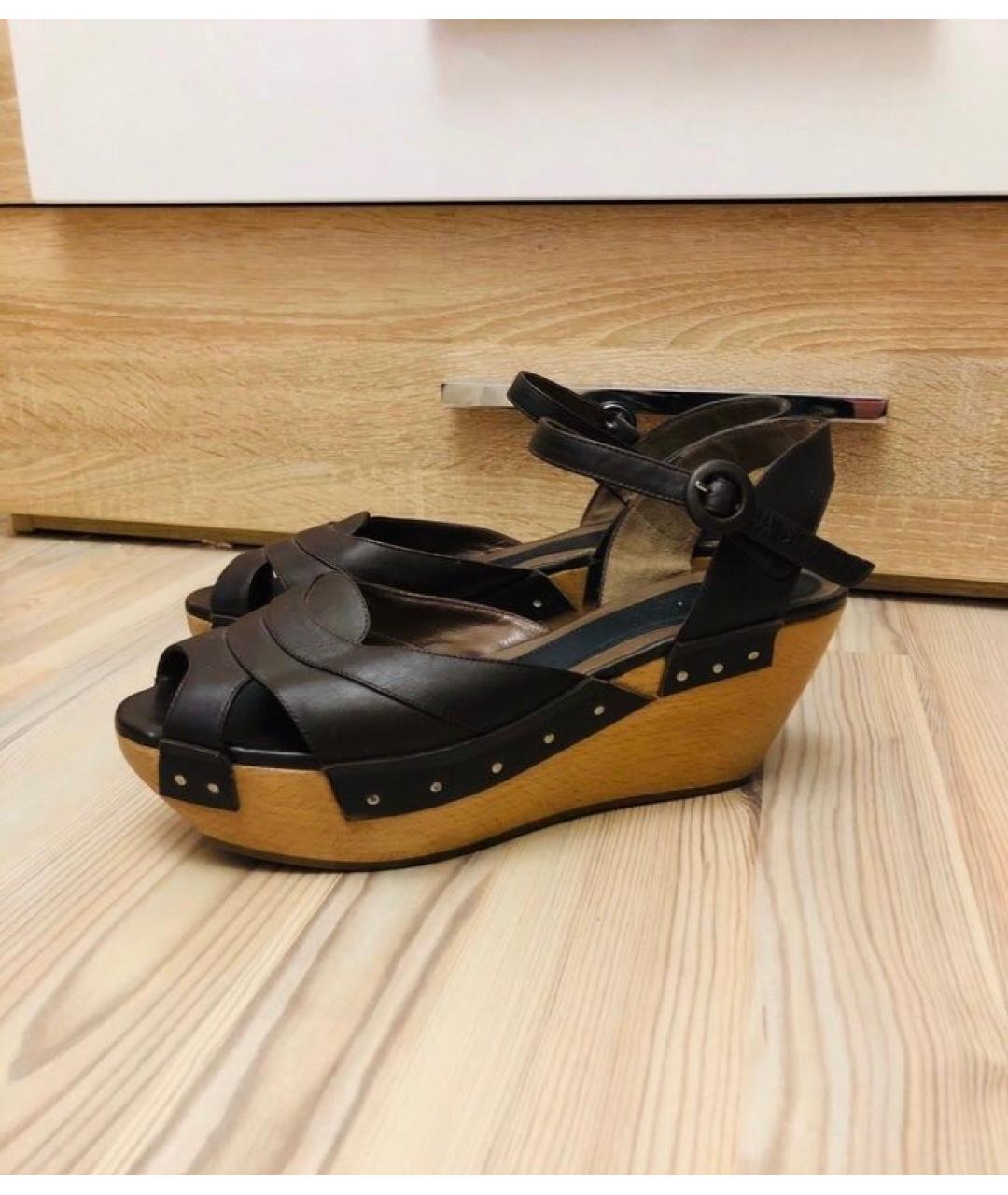 MARNI Коричневые кожаные сабо, фото 9