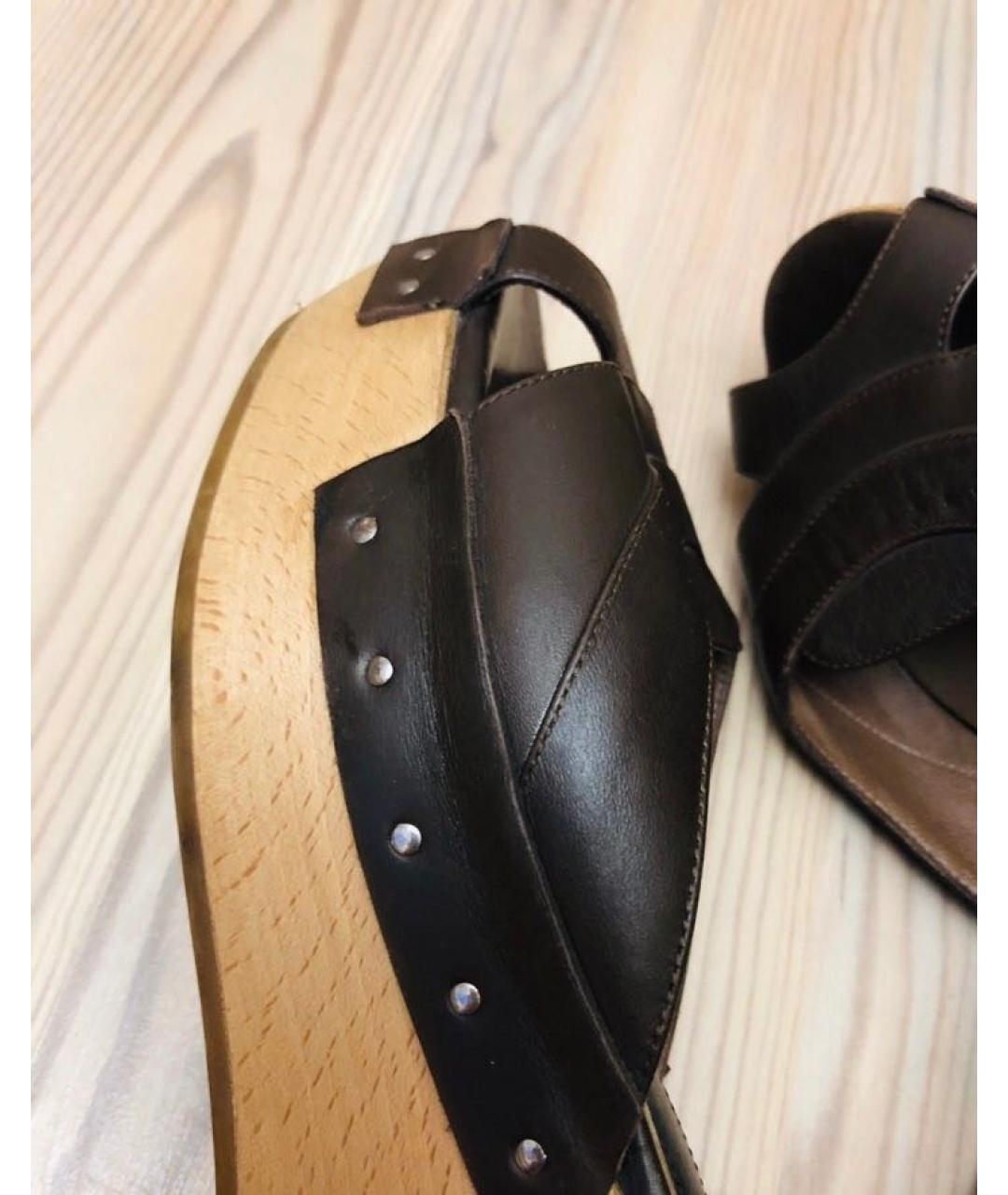 MARNI Коричневые кожаные сабо, фото 3