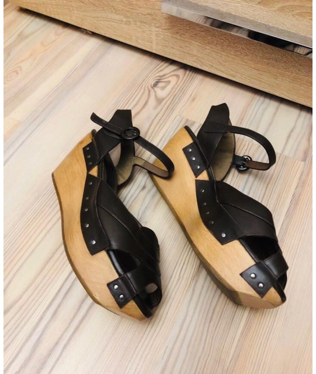 MARNI Коричневые кожаные сабо, фото 2