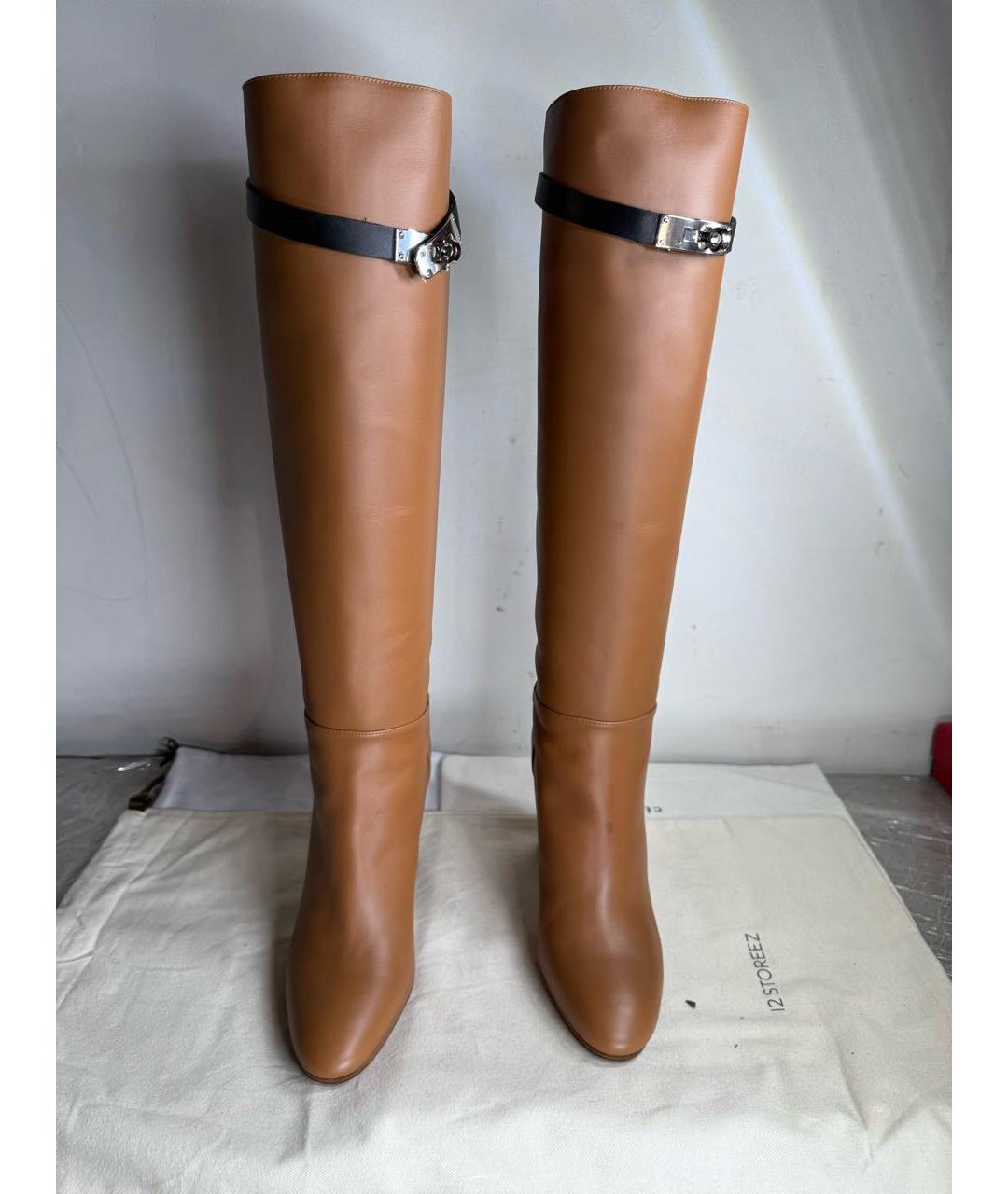 HERMES Коричневые кожаные сапоги, фото 2