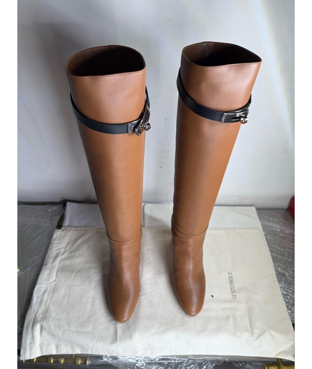 HERMES Коричневые кожаные сапоги, фото 3