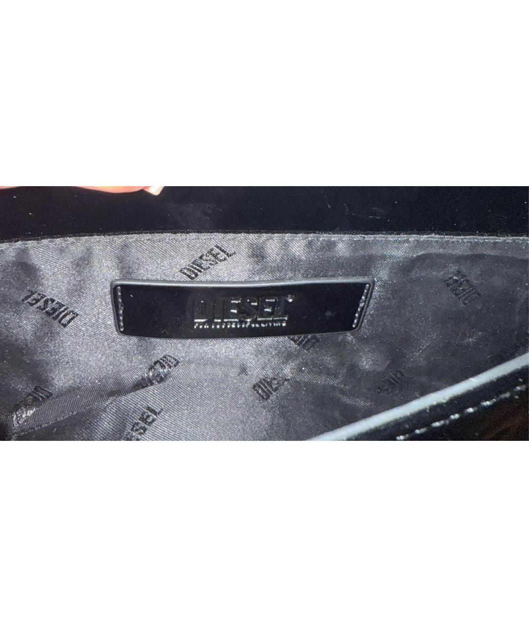 DIESEL Черная сумка с короткими ручками из лакированной кожи, фото 3