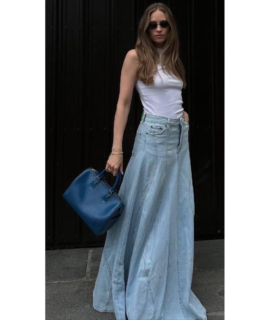 LOUIS VUITTON Синяя кожаная сумка с короткими ручками, фото 6