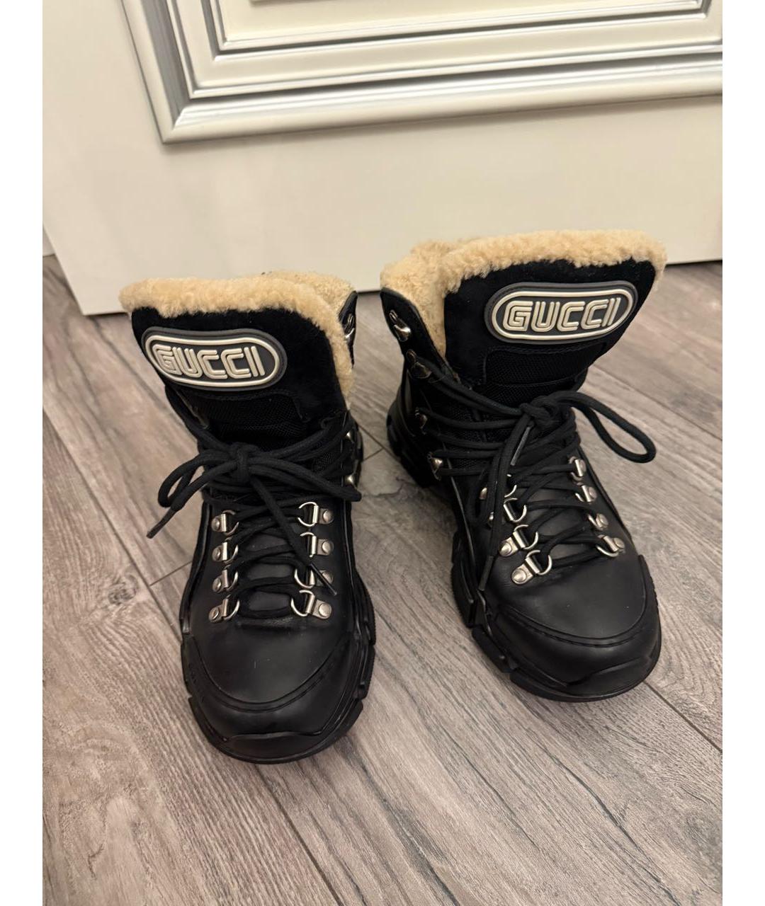 GUCCI Черные кожаные ботинки, фото 2