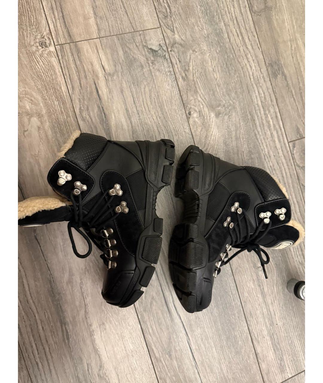 GUCCI Черные кожаные ботинки, фото 4