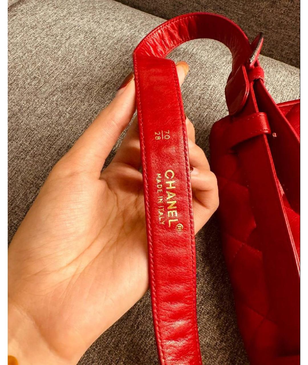 CHANEL Красная кожаная поясная сумка, фото 7