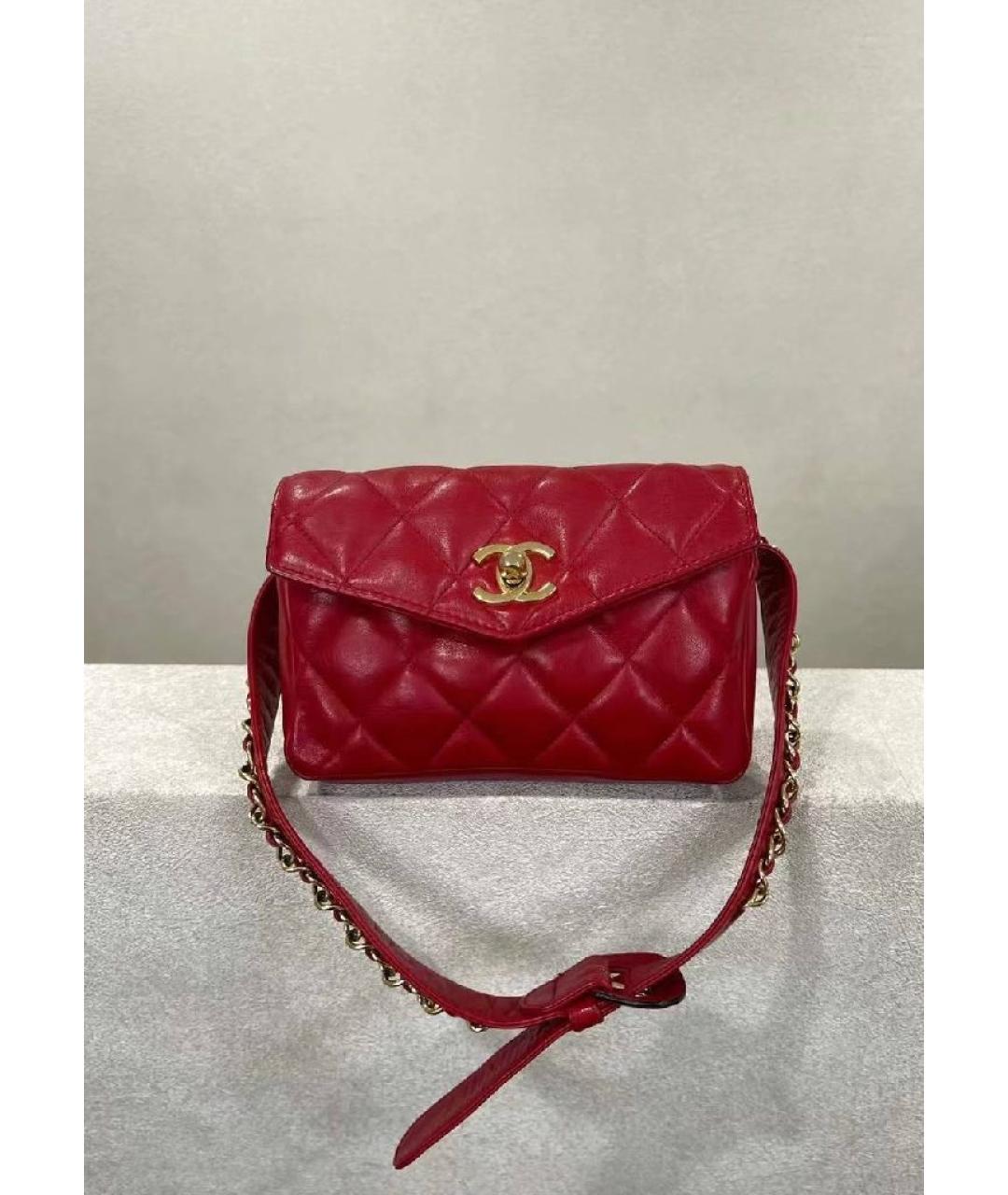CHANEL Красная кожаная поясная сумка, фото 10