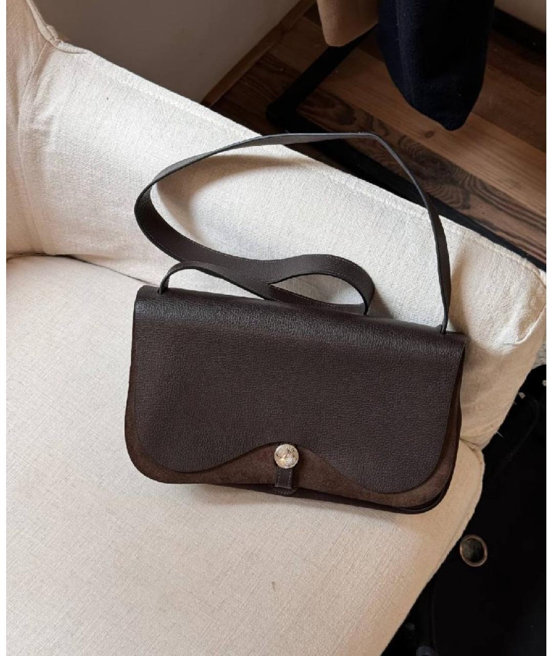 HERMES Черная замшевая сумка через плечо, фото 10