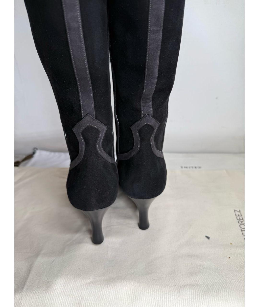 HERMES Черные замшевые сапоги, фото 4