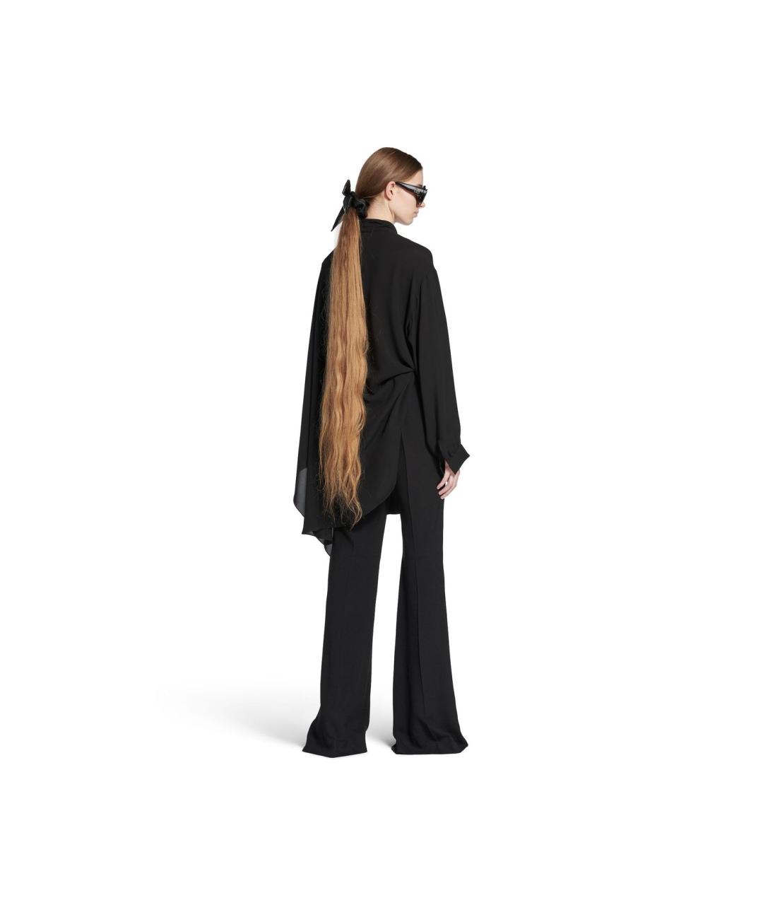 BALENCIAGA Черные вискозные прямые брюки, фото 3