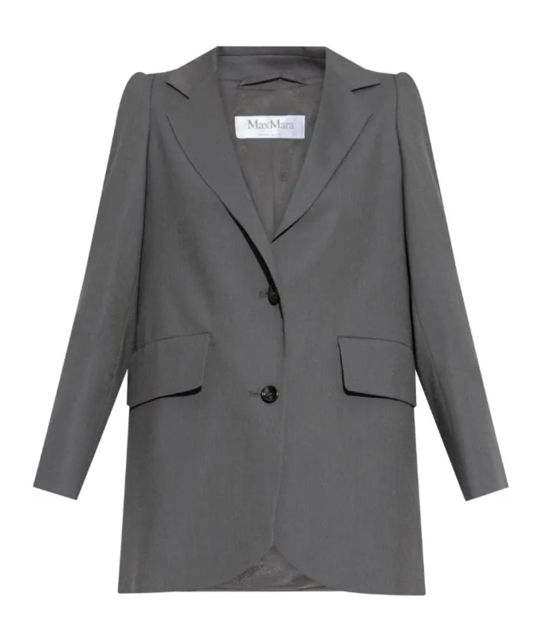 MAX MARA Серый шерстяной жакет/пиджак, фото 1