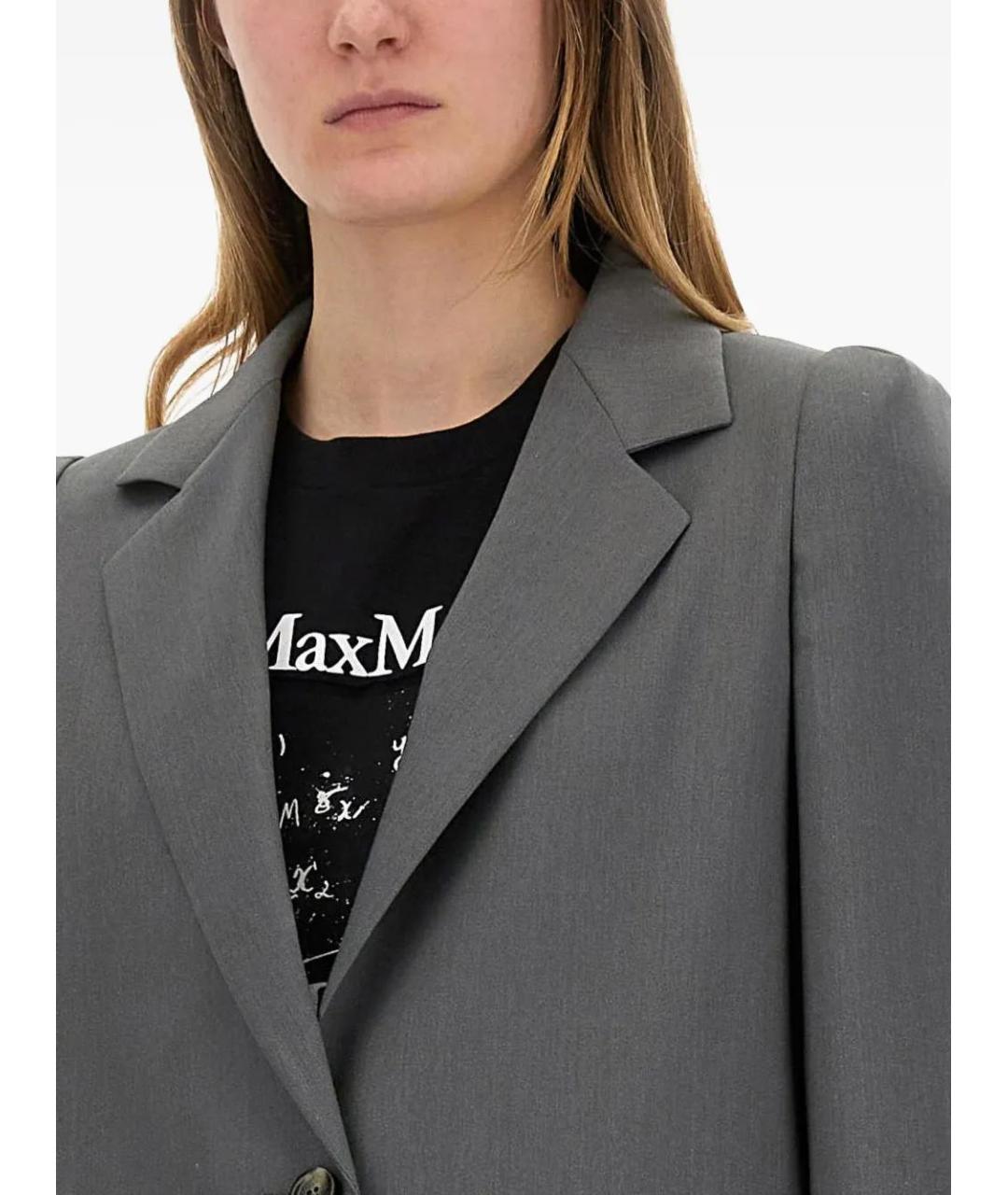 MAX MARA Серый шерстяной жакет/пиджак, фото 4