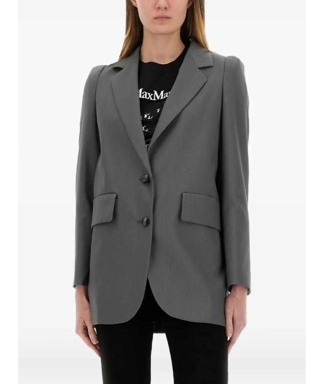 MAX MARA Серый шерстяной жакет/пиджак, фото 2