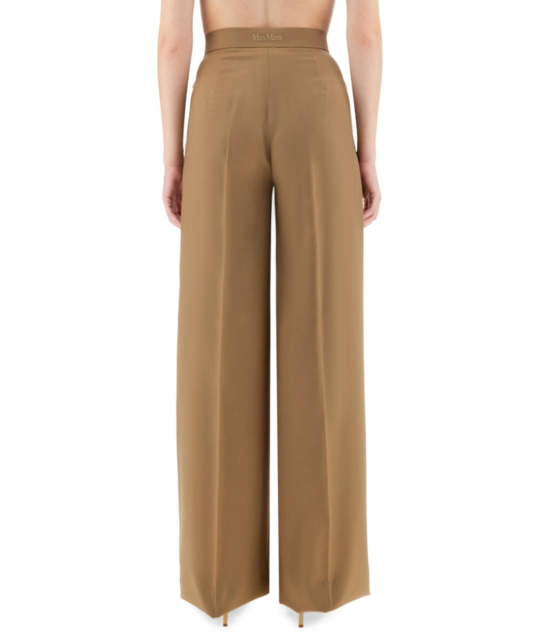 MAX MARA Бежевые шерстяные прямые брюки, фото 3
