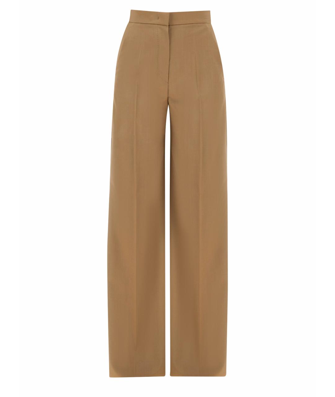 MAX MARA Бежевые шерстяные прямые брюки, фото 1