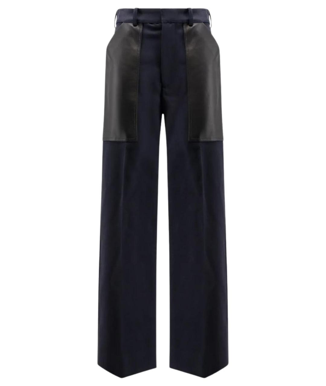 BOTTEGA VENETA Темно-синие шерстяные прямые брюки, фото 1