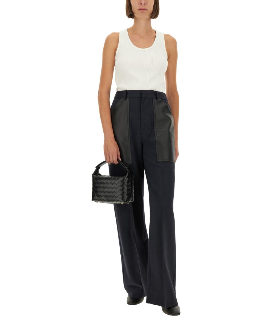 BOTTEGA VENETA Темно-синие шерстяные прямые брюки, фото 3