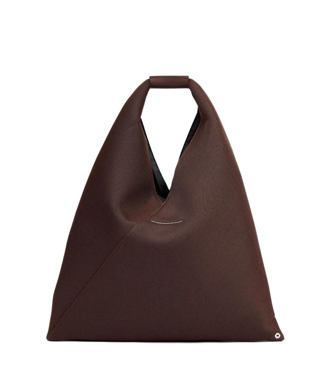 MM6 MAISON MARGIELA Коричневая синтетическая сумка с короткими ручками, фото 4