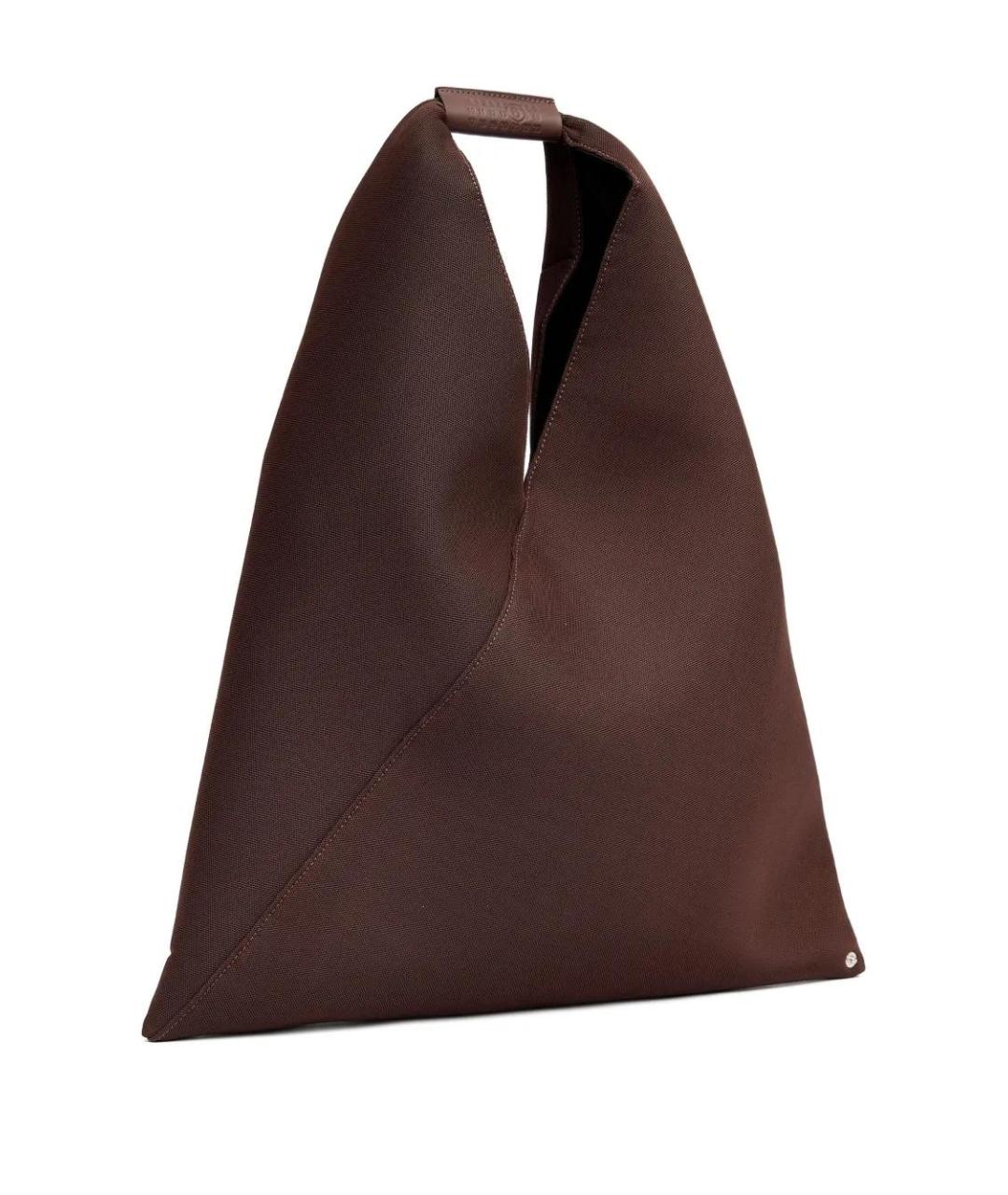 MM6 MAISON MARGIELA Коричневая синтетическая сумка с короткими ручками, фото 5