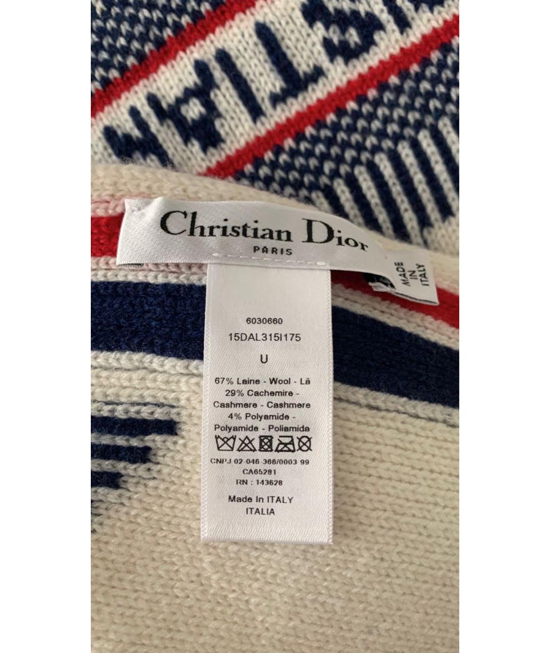 CHRISTIAN DIOR Белый шерстяной шарф, фото 2