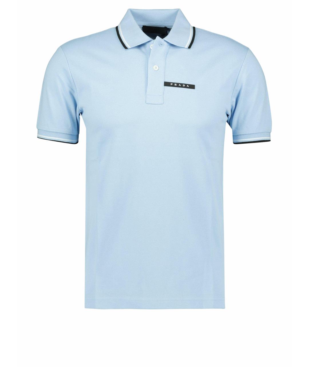 PRADA Голубое хлопковое поло с коротким рукавом, фото 1