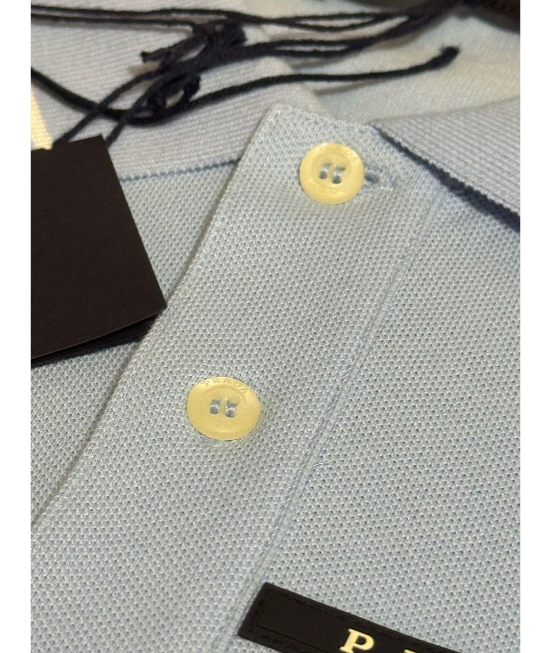 PRADA Голубое хлопковое поло с коротким рукавом, фото 4
