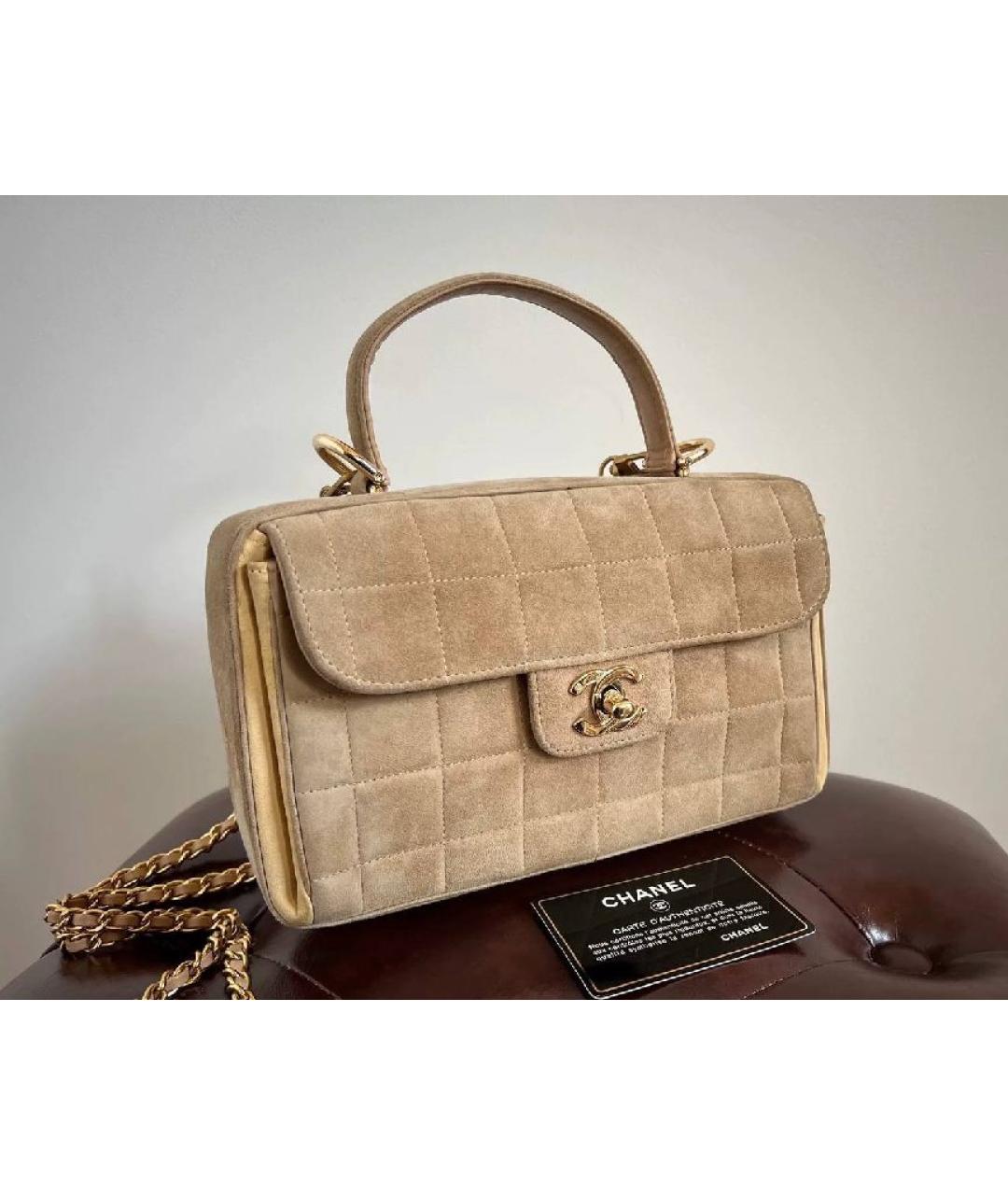 CHANEL Бежевая замшевая сумка с короткими ручками, фото 10