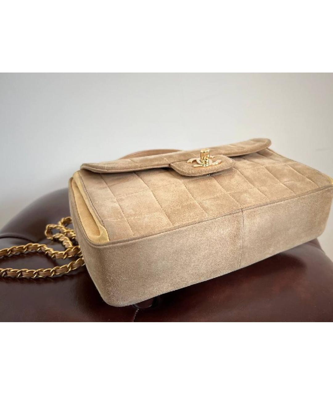 CHANEL Бежевая замшевая сумка с короткими ручками, фото 2