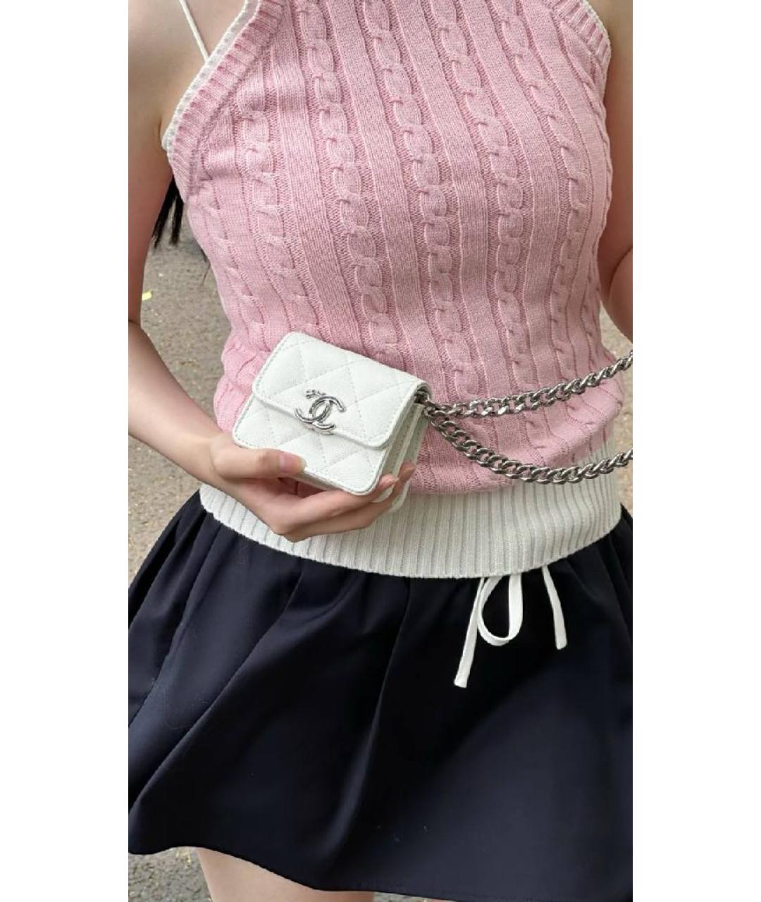 CHANEL Белая кожаная сумка через плечо, фото 9