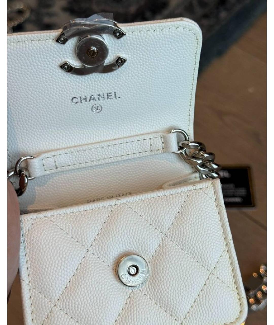 CHANEL Белая кожаная сумка через плечо, фото 6