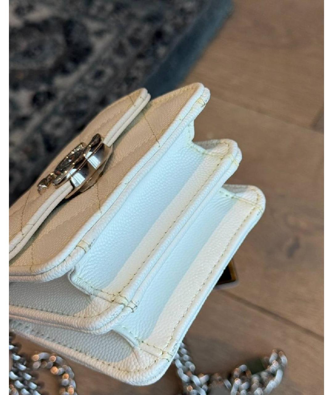 CHANEL Белая кожаная сумка через плечо, фото 7