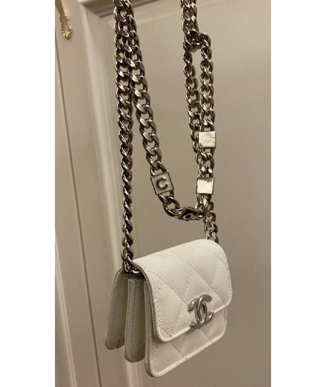 CHANEL Белая кожаная сумка через плечо, фото 2