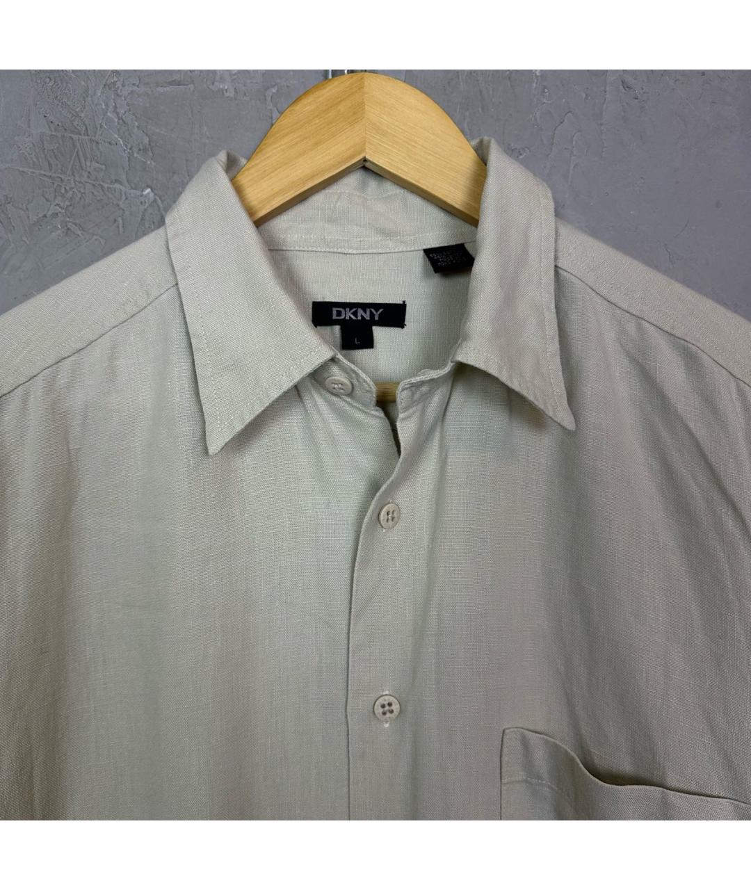 DKNY Бежевая льняная кэжуал рубашка, фото 2