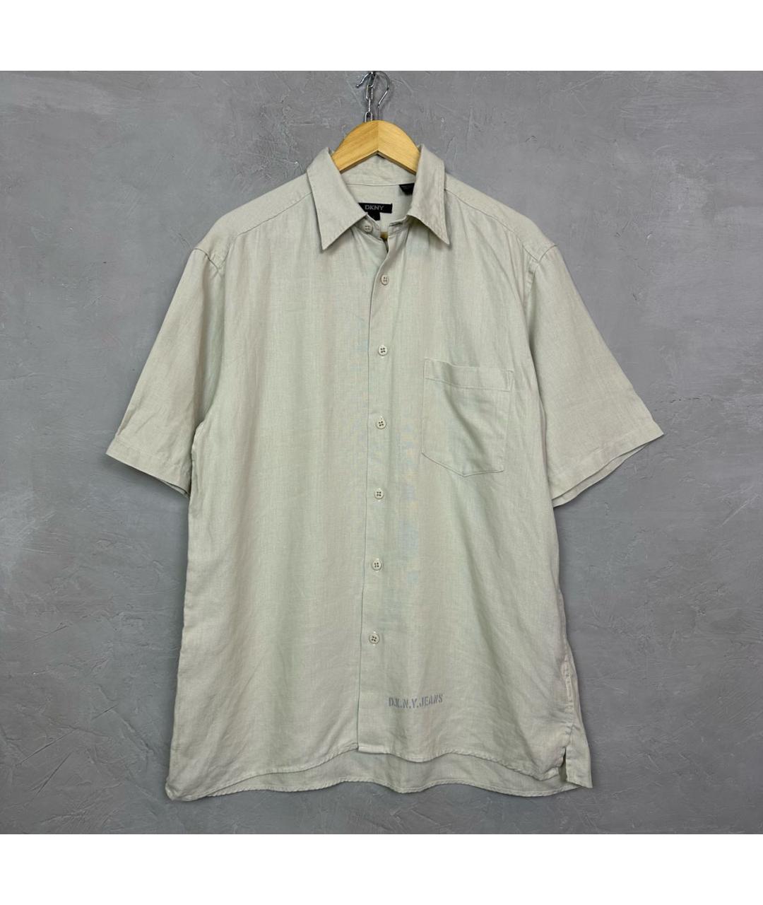 DKNY Бежевая льняная кэжуал рубашка, фото 8