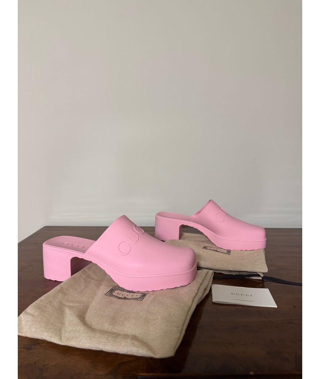 GUCCI Розовые резиновые мюли, фото 4