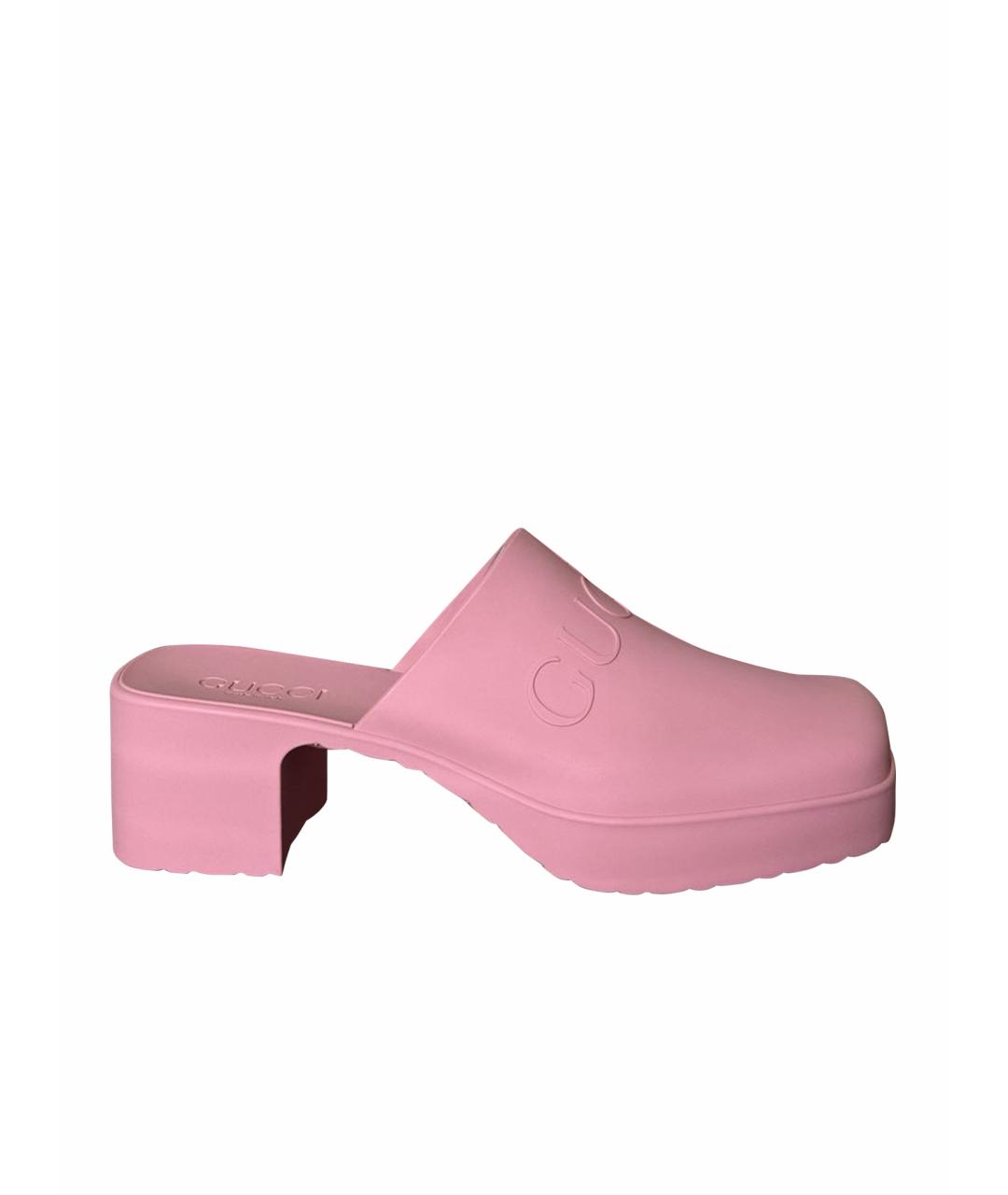 GUCCI Розовые резиновые мюли, фото 1