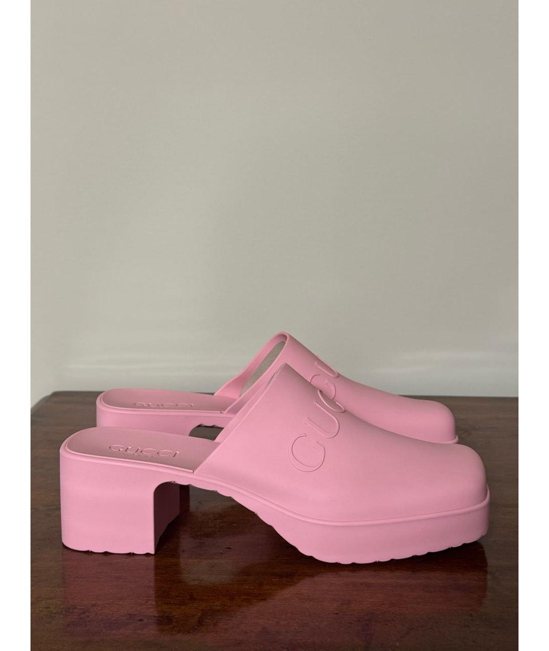 GUCCI Розовые резиновые мюли, фото 7