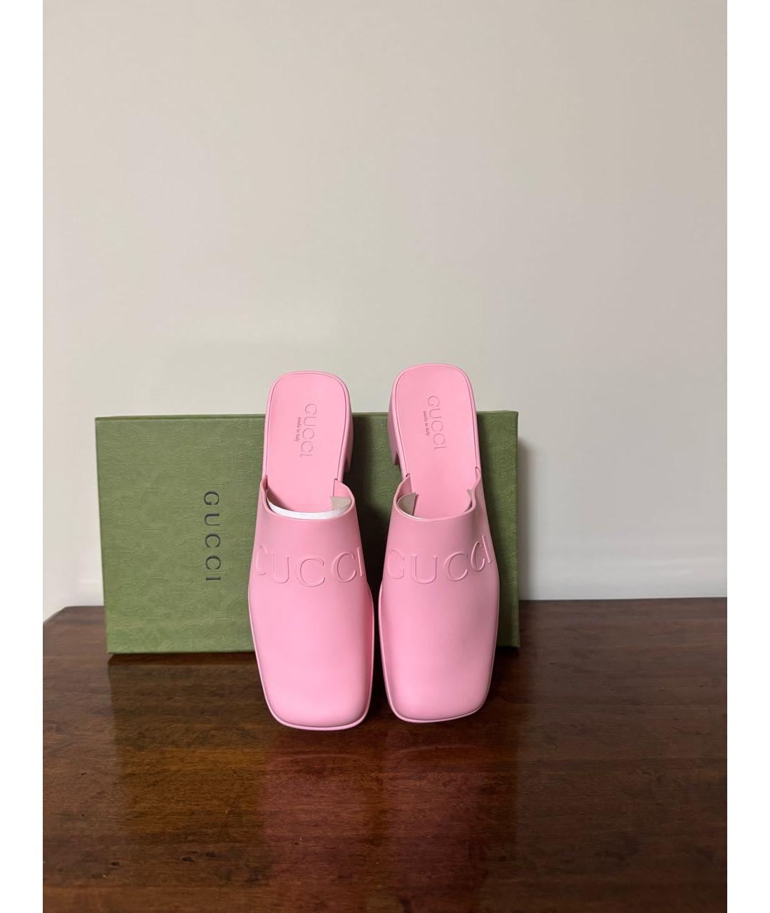 GUCCI Розовые резиновые мюли, фото 2