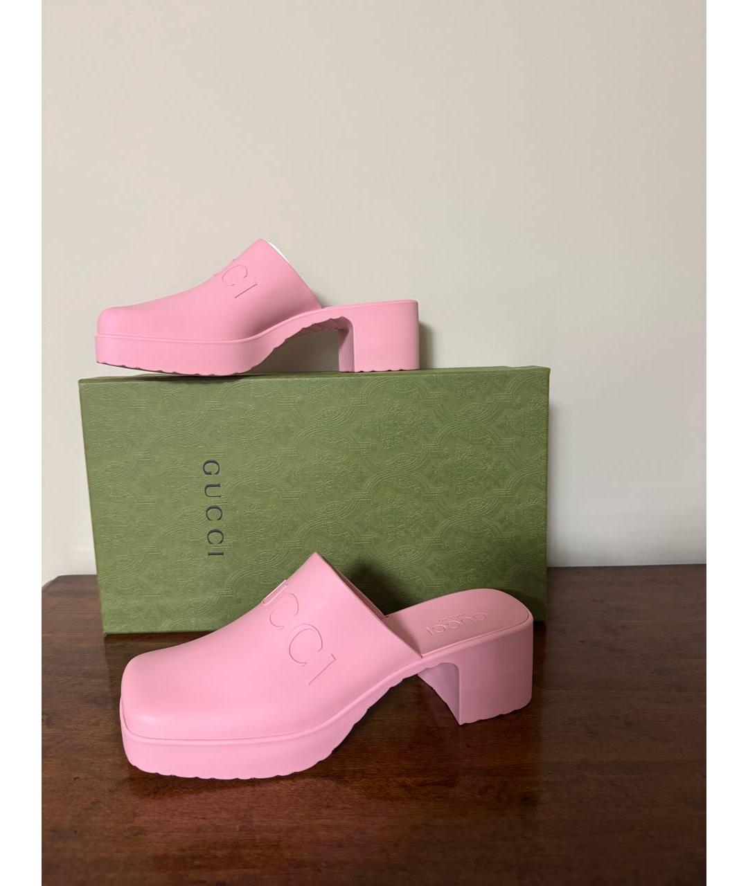GUCCI Розовые резиновые мюли, фото 5